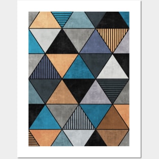 Colorful Concrete Triangles 2 - Blue, Grey, Brown Posters and Art